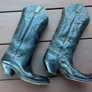 Tony Lama Black Heeled Boots